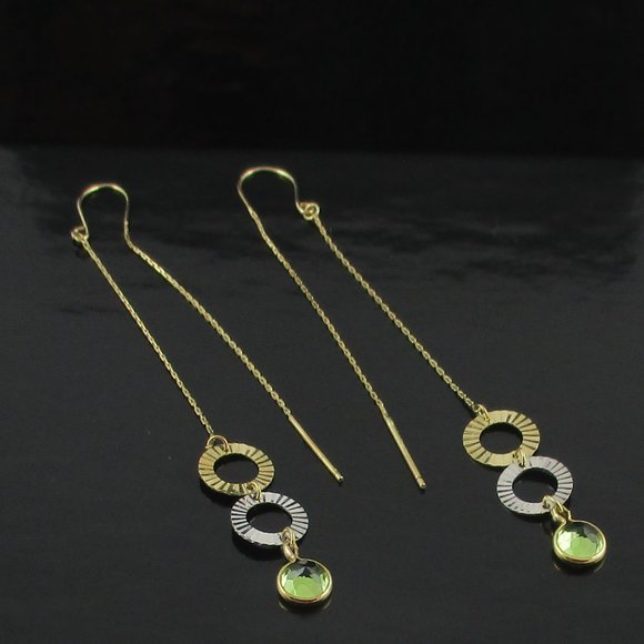 Victoria Wieck 14K Gemstone Threader Earrings - Picture 3 of 10